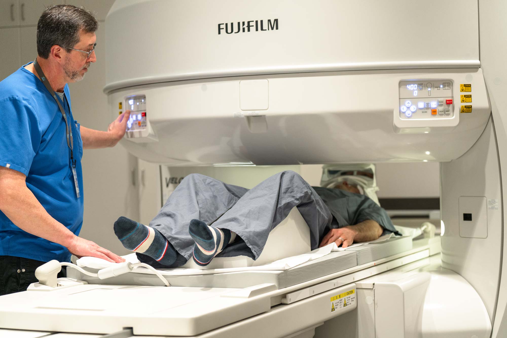 A man undergoing a prostate MRI
